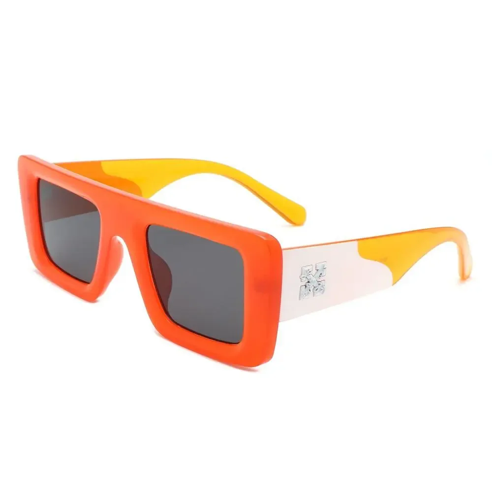 Luxury Orange & Gray Square Sunglasses Unisex Classy Exotic